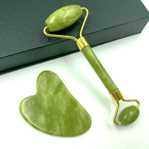 Facial Massage Roller Guasha Board Double Heads Jade Stone Face Lift Body Skin Relaxation Slimming Beauty Neck Thin Lift