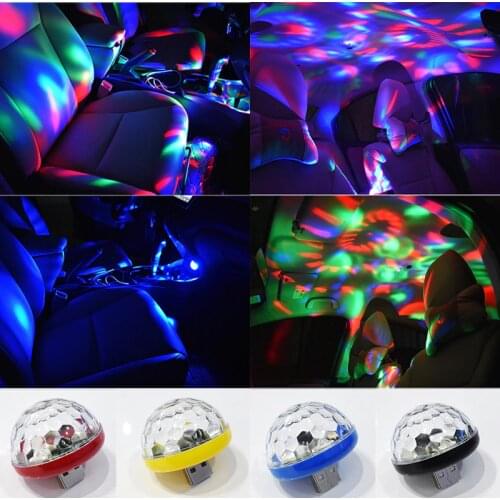 USB Mini Disco Stage Lights Led Xmas Party DJ Karaoke Car Decor Lamp Cellphone Music Control Crystal Magic Ball Colorful Light