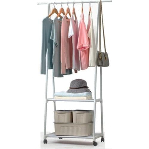 Removable Bedroom Hanging Clothes Rack with Wheels Floor Standing Coat Rack Multi-function Modern Triangle Coat Wardrobe Hanger