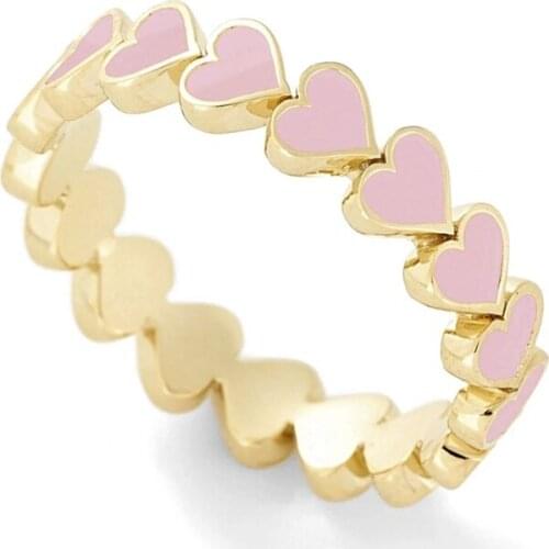 U90E 7 Pieces Multi-color Peach Heart Ring Exquisite All-match Trend Jewelry