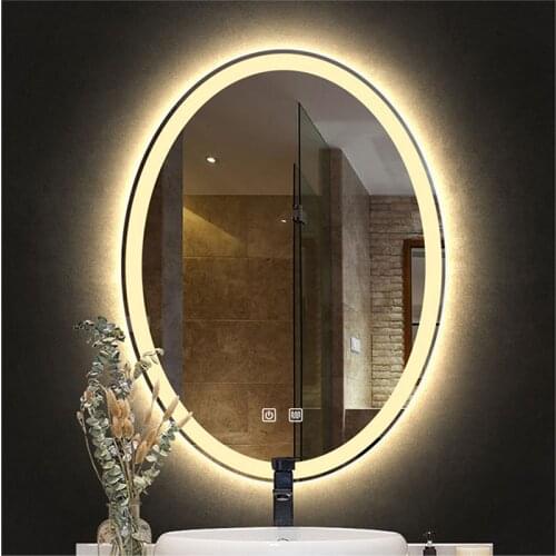 Smart Makeup LED Bathroom Vanity Mirror 3 Color Adjustable Back Light Decorative Mirror For Hotel Bedroom With Demist