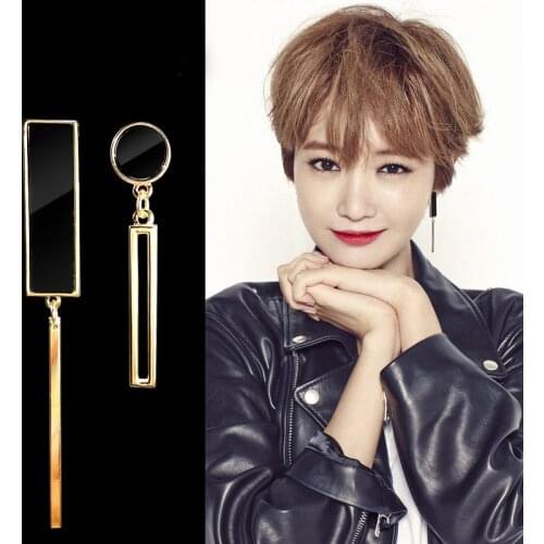 2018 Trendy Alloy Hollow Rectangle Strip Pendientes Mujer Moda Elegant Jewelry Fashion Korean Asymmetry Geometric Earrings