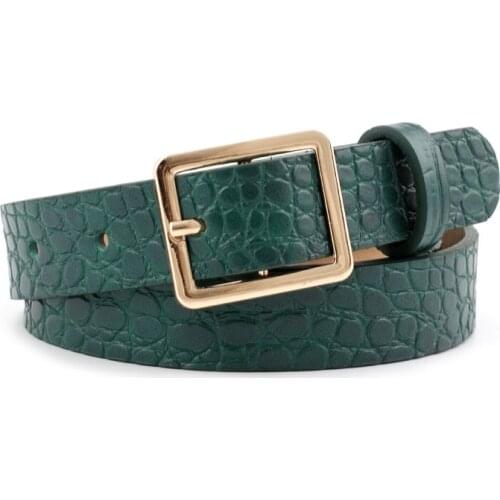 Jeans Woman 2020 New Ladies Crocodile Pattern Fashion Belt Square Alloy Square Buckle Wild Decoration With Pu Jeans Belt Korean