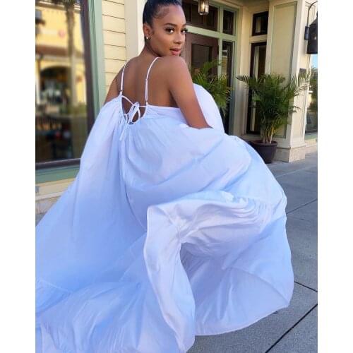 Summer Dress Women Sexy Short Sleeve Ruffled Maxi Long Dress Casual Loose Solid Pleated Beach Vestido Robe Plus Size 5XL Vestido