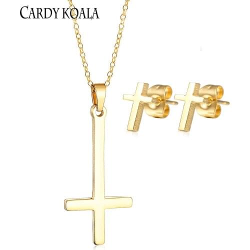 Stainless steel cross ear stud female new cold wind necklace temperament female