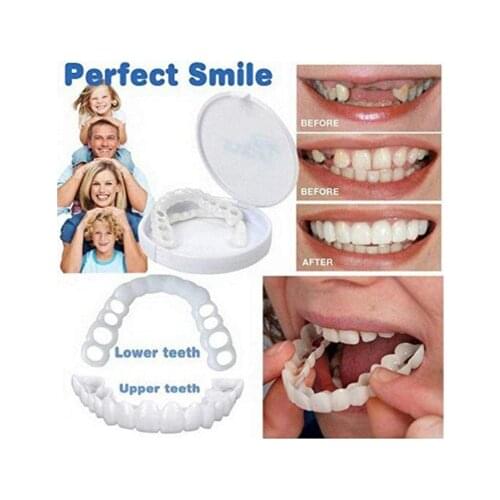 1Pair Comfort Snap On Fake Tooth Cover Teeth Whitening Fit Upper / Lower Denture Beauty Veneers Teeth Cosmetic