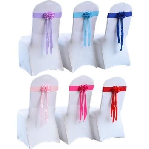 10/50/100pc Red/Blue/Pink/Purple Chair Bow Wedding Decoration Party Stretch Chair Sashes For Weddings Hotel Banquet Chairs Decor