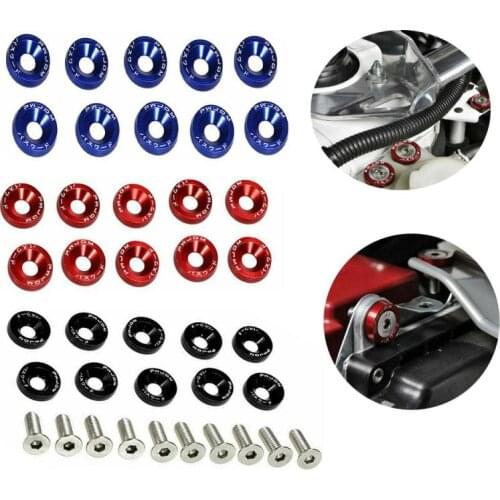 10PCS M6 JDM Car Modified Hex Fasteners Fender Washer Bumper Engine Concave Screws Fender Washer License Plate Bolts Car-styling