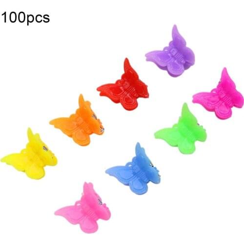 100Pcs Kids Candy Color Butterfly Hairpins Bangs Clips Barrette Hair Accessory