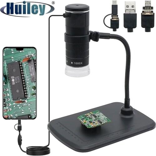 1000X USB Digital Microscope 8 LED Lamp Support Type C Android PC Video Microscope for Watch PCB Inspection Skin Detection