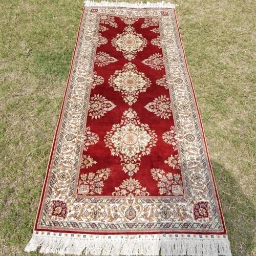2.5'x6' Handknotted Silk Rug Runner Lobby Hallway Kitchen Carpet (YXR206B)