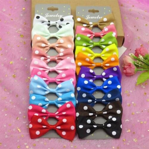 20PCS/Card Cute Dots Diff Color Ties Bow Creativity Hairpins For Baby Girls Clips Pins Barrette Scrunchy Kids Hair Accessories