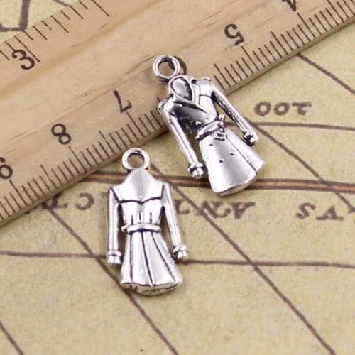 15pcs Charms Overcoat Coat Trenchcoat 23x11mm Tibetan Bronze Silver Color Pendants Crafts Making Findings Antique DIY Jewelry