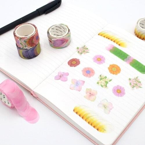 200PCS/Roll Flower Petals Washi Tape DIY Scrapbooking Diary Paper Stickers Roll Cute Adhesive Paper Tape Stationery