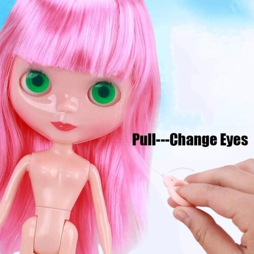 2019 Fashion 31cm Dolls Change Eyes For Girls Orange Green Blue Purple Hair Nude Female Figure Body Doll Toy Gifts