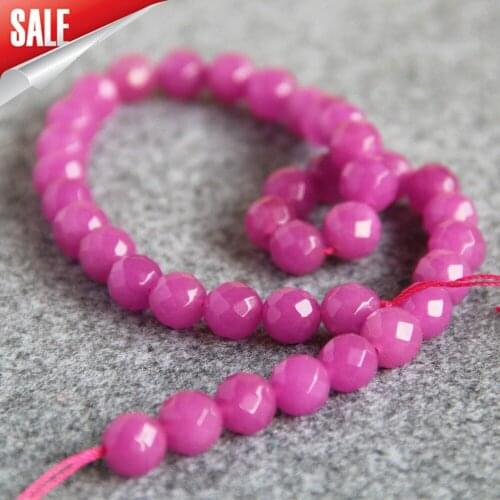 2021 New For Necklace&Bracelet 10mm Natural Rose Red Chalcedony Beads Round Faceted DIY Beads Loose Stone 15inch Jewelry Making