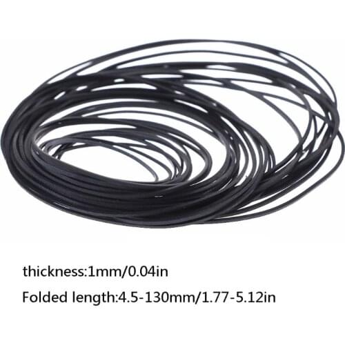 50Pcs/bag 1mm Universal Mix Cassette Tape Machine Belts Assorted Common Flat Rubber Belt 45-130mm for Recorders Walkman DVD