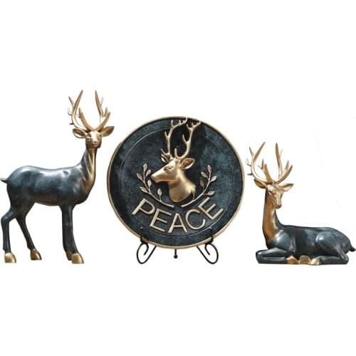 American modern elk statue European resin deer sculpture creative deer head figurine living room wine cabinet porch furnishings