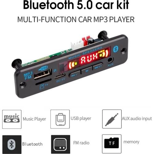 Bluetooth 5.0 MP3 Decoder Board FM Radio Support TF Card USB AUX Audio Decording Board 5V 12V DIY MP3 Player Kit