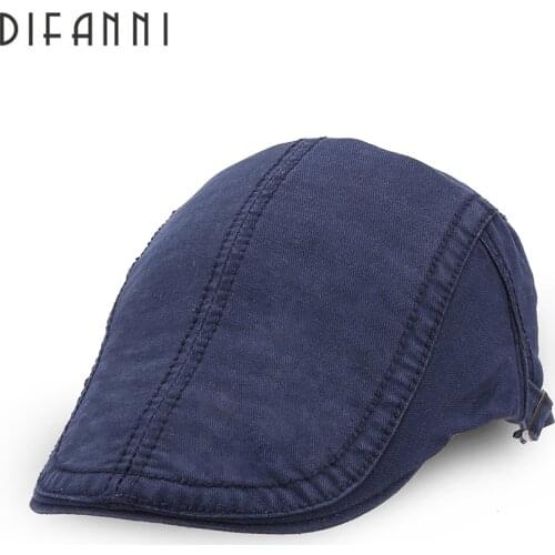 Difanni Adjustable Beret Caps Spring Summer Outdoor Sun Breathable Bone Brim Hats Womens Mens Herringbone Solid Flat Berets Hat