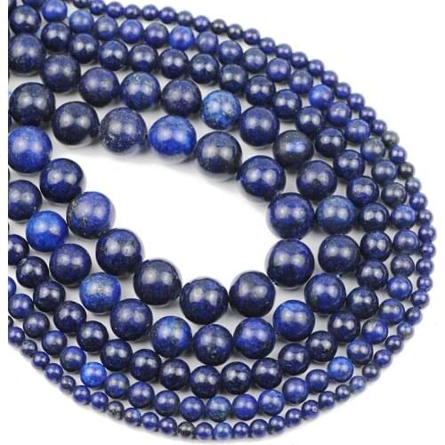 DIY Trendy Bracelet Accessorie Natural Stone Lapis Lazuli Blue Color Round Loose Beads For Handmade Jewelry Making 4/6/8/10/12MM