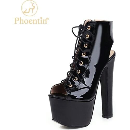 Nightclub sexy Super High Heels Sandals Womens Platform Patent Leather Sandals Peep Toe Summer Shoes plus size 35-46 FT1568