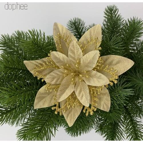 Dophee 5PCS Christmas Tree Ornaments Artificial Flowers For Home FEESTIGO Xmas Navidad Christmas Tree Decorations New Year 2020
