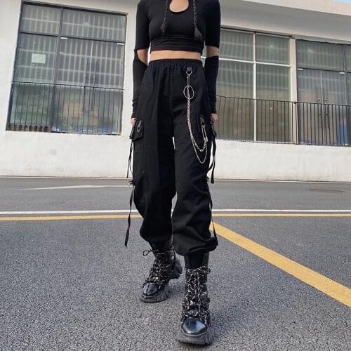 Ribbons Harem Joggers Women Cargo Pants Streetwear Hip Hop Casual Pockets Track Pants Male Harajuku Fashion Trousers Summer