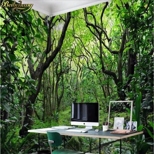 Beibehang Custom Green woods forest bedroom mural wallpapers for living room photo wallpaper for bedroom walls wall paper rolls