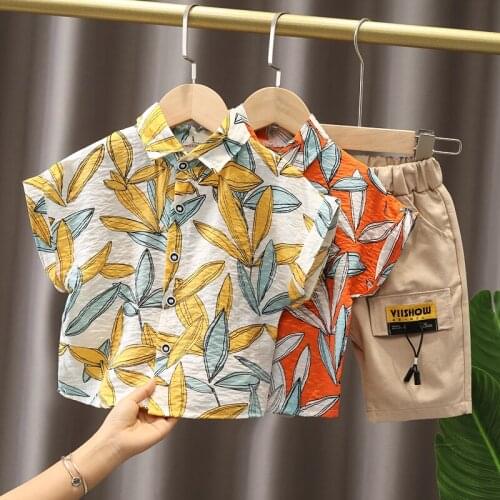 Kids Baby Boy Clothes Summer Fashion Floral Print Sets 2Pcs Short Sleeve T-Shirt+Shorts Toddler Child Girls Beach Wear Outfits