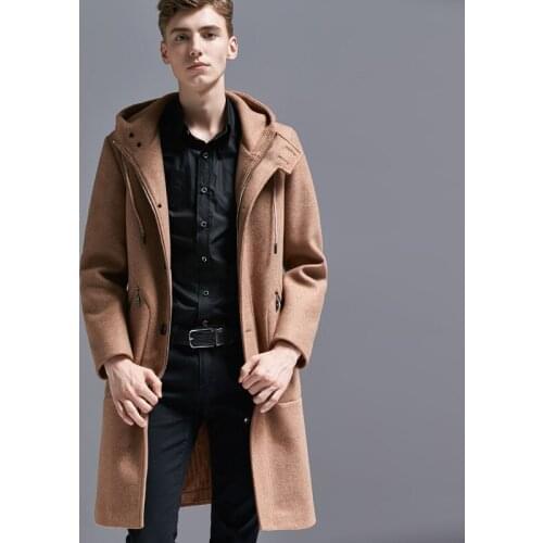 Hot 2021 Autumn And Winter New Men Outerwear Brand Hooded Woolen Coat Male Zipper Single-breasted Britpop Plus Size Wool Jacket