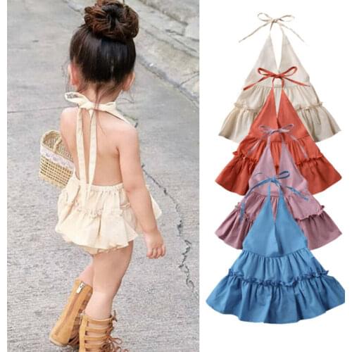 Citgeett Summer Solid Newborn Infant Baby Girl Clothes Romper Neck Dress Jumpsuit Outfits Skirts Cute Sunsuit