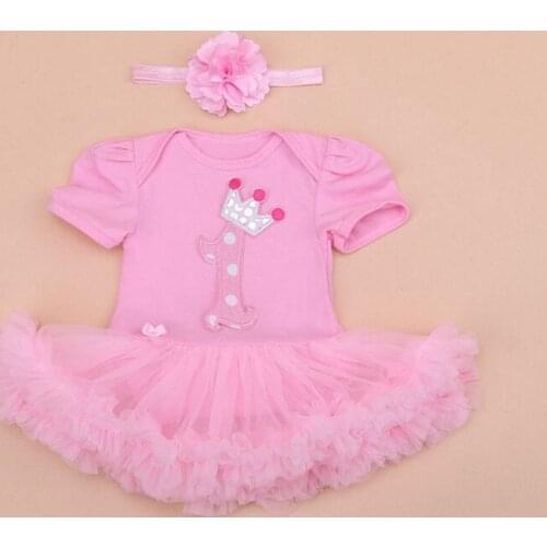 Newborn Baby First Birthday Clothes Sets Girls Princess Bodysuits tutu Dress Bows Headwear For Infant Toddler Party outfits