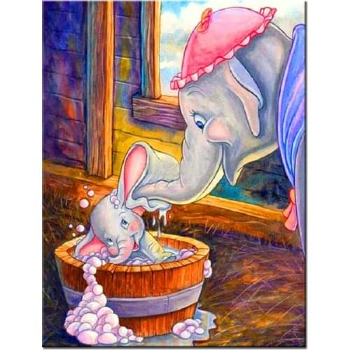 Elephant MoM & Cub diy diamond painting Cartoon diamond embroidery full Square round drill mosaic Diamond Children Gift B102