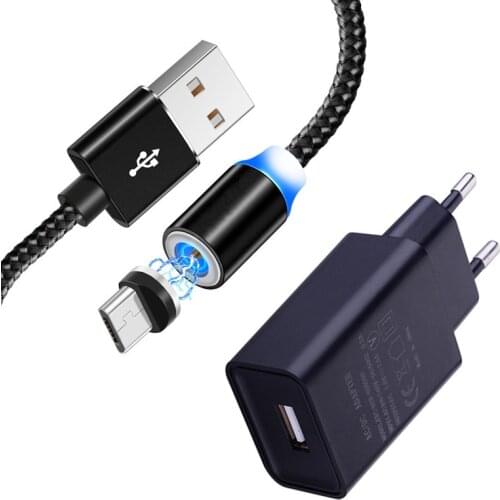 Wall Plug USB Charger adapter For Samsung Huawei Honor 7A Xiaomi Redmi 7 Nokia htc Android phone Magnetic Micro usb Charge Cable