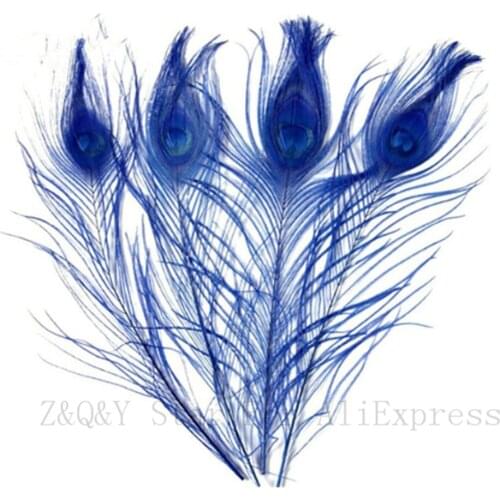 Natural 25--30CM (10-12 inches) Peacock Feather Dyed Time Baolan 50-100 DIY Craft Ornaments Performance Mask Accessories Feather