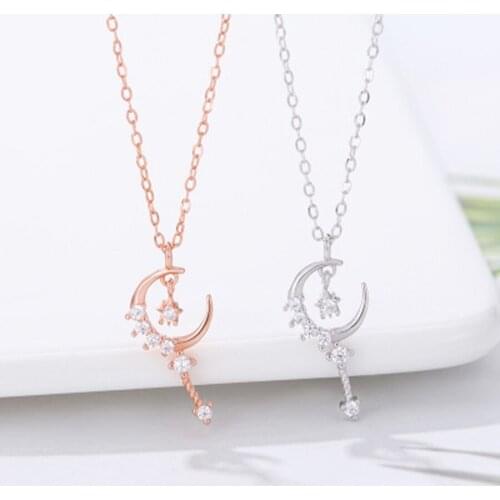 New fashionable fairy star water crystal moon magic wand necklace collarbone chain bestie same style web celebrity neckla