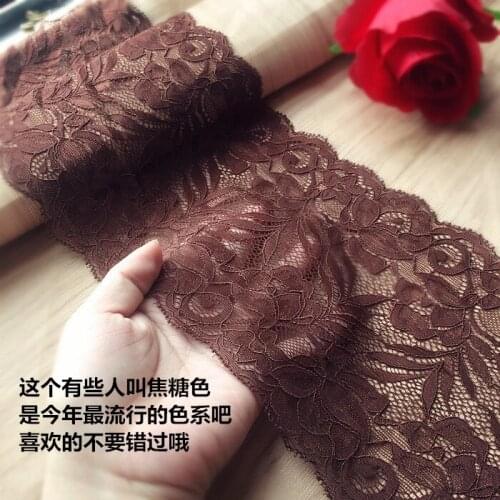 New Lace 19cm 2mts/Lot Deep Brown Lace Trims Caramel Color Stretch Trimmings Diy Textile Material Z1344