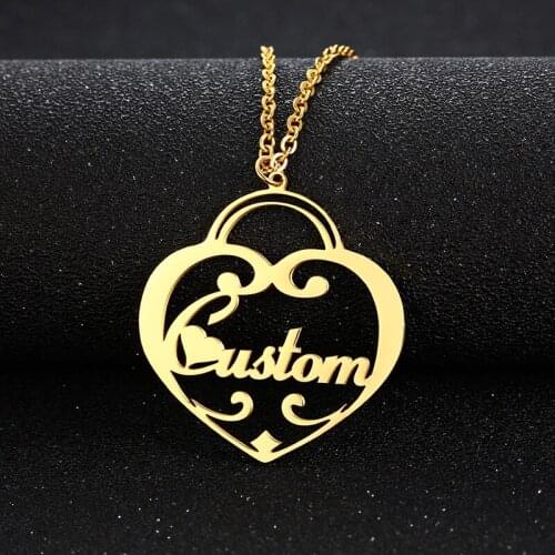 Heart Name Pendant Necklace Charm Choker Best Gift For Her Custom Jewelry Personalized Punk Necklaces