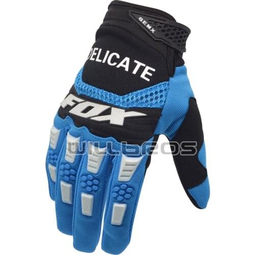 Delicate Fox MX Dirt Bike Pawtector Motorbike Scooter Offroad Mountain Bicycle Motorcycle Mens Blue Gloves
