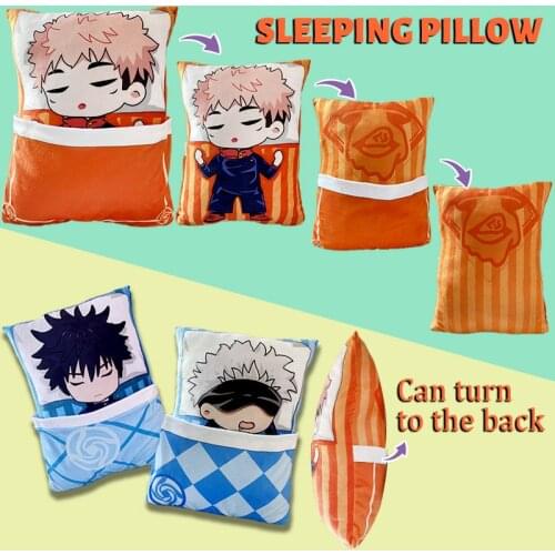 Anime Jujutsu Kaisen Manga Peripheral Sofa Cushion Sleep Nap Pillow Itadori Yuji Gojo Satoru Cartoon Stuffed Plush Doll Toys