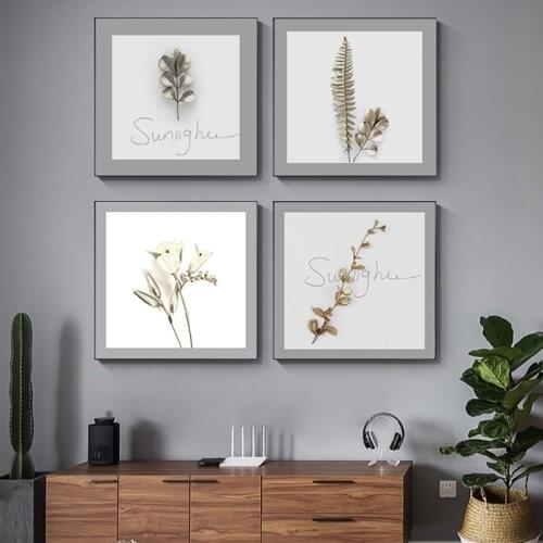 Silvery Luxury Painting Nordic Canvas Painting Home Decor Wall Art Print Flower Plant Poster Dormitory Design Minimalist Picture