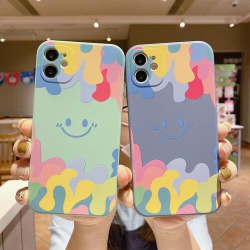 Summer Ice Cream Smile Silicone Phone Case for iPhone 12 Pro Max 11Pro 7 8 Plus 6 6s X Xs Xr SE 2020 Frame Pattern Cover Capa