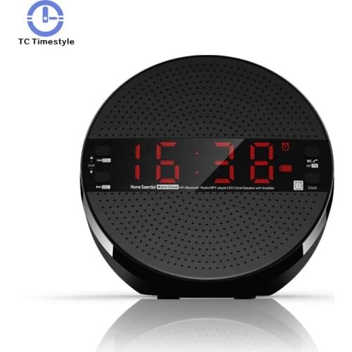 LED Digital Alarm Clock Portable Bluetooth Speaker FM Radio Electronic Desktop Clock Remote Control Clock Table Decoration