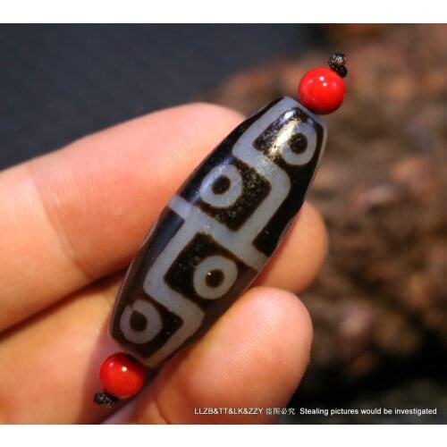 Treasure Magic Power Magic LKbrother Magic Energy Tibetan Old Agate 12 Eye Drum Shape dZi Bead UPD0624