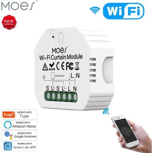 WiFi Mini Smart Curtain Switch Module Roller Blinds Shutter Motor Smart Life Tuya APP Remote Control Work with Alexa Google Home