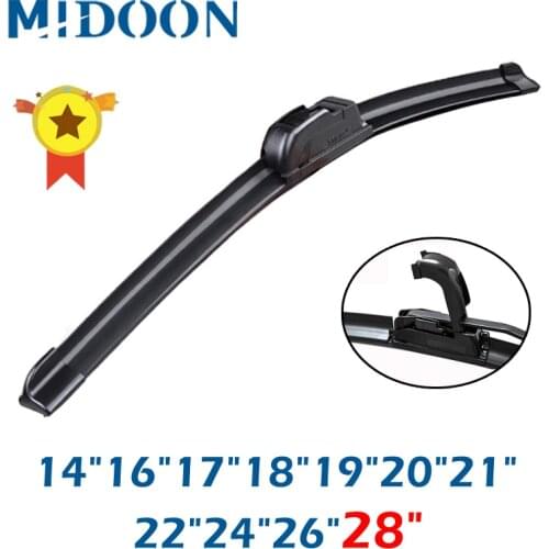 MIDOON Universal Car Wiper Blade J-Hook Soft Frameless Bracketless Rubber Car Windshield Wipers 14"16"17"18"19"20"21"22"24"26"28