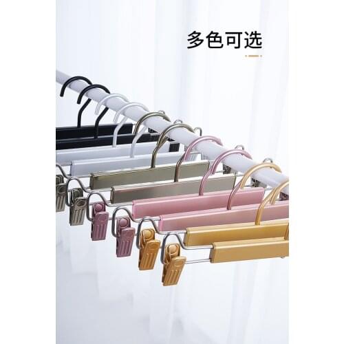 Sainwin 10pcs/lot Aluminum Alloy Pant Hanger Household Pant Clip non-mark underwear rack skirt hanger Pant Rack