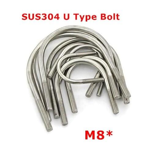 6pcs M8 304 Stainless steel U Bolt 8mm U Type Pipe Clamp Stirrup Screw
