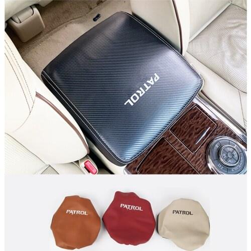 Armrest Box Protector Cover Leather Mat For Nissan Patrol Y62 / armada 2013 2014 2015 2016 2017 2018 2019 2020 Car Accessories